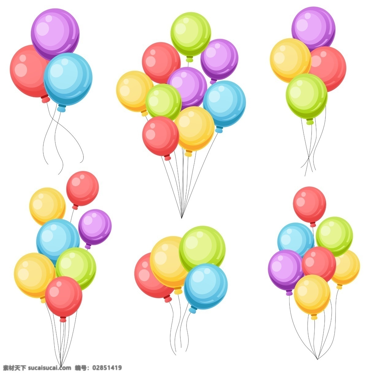 卡通彩色气球 卡通 彩色 气球 球 飞舞 分层 背景素材