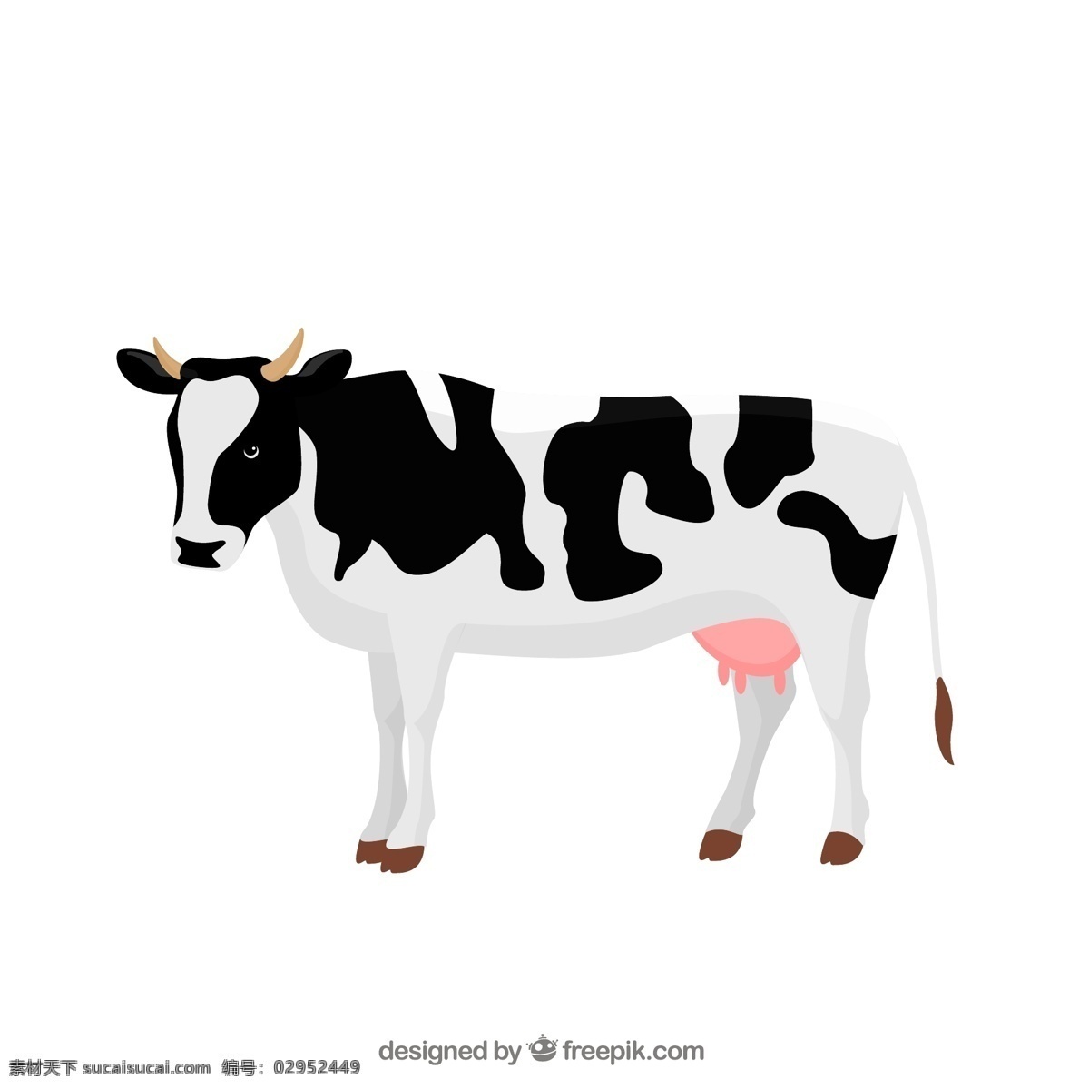 黑白花纹奶牛 动物 花纹 奶牛 牛奶 家畜 农场 矢量图 ai格式 白色