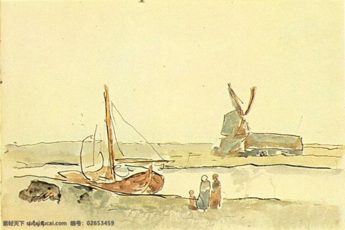 canal 西班牙 画家 巴勃罗 毕加索 抽象 油画 人物 人体 装饰画 le sur bateau un 1905 家居装饰素材
