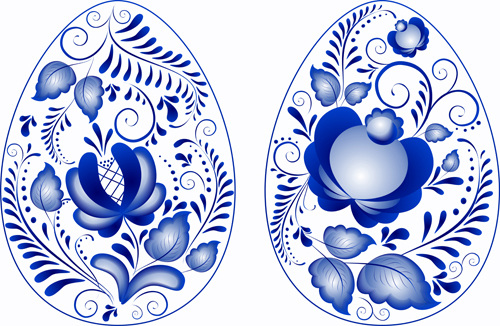 蓝色 花 复活节 彩蛋 矢量 蛋 鸡蛋花 节日素材 其他节日