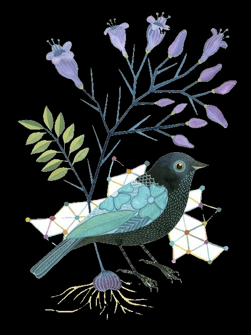 清新 蓝色 小鸟 装饰 元素 动物 蓝色花朵 绿色树叶 装饰元素