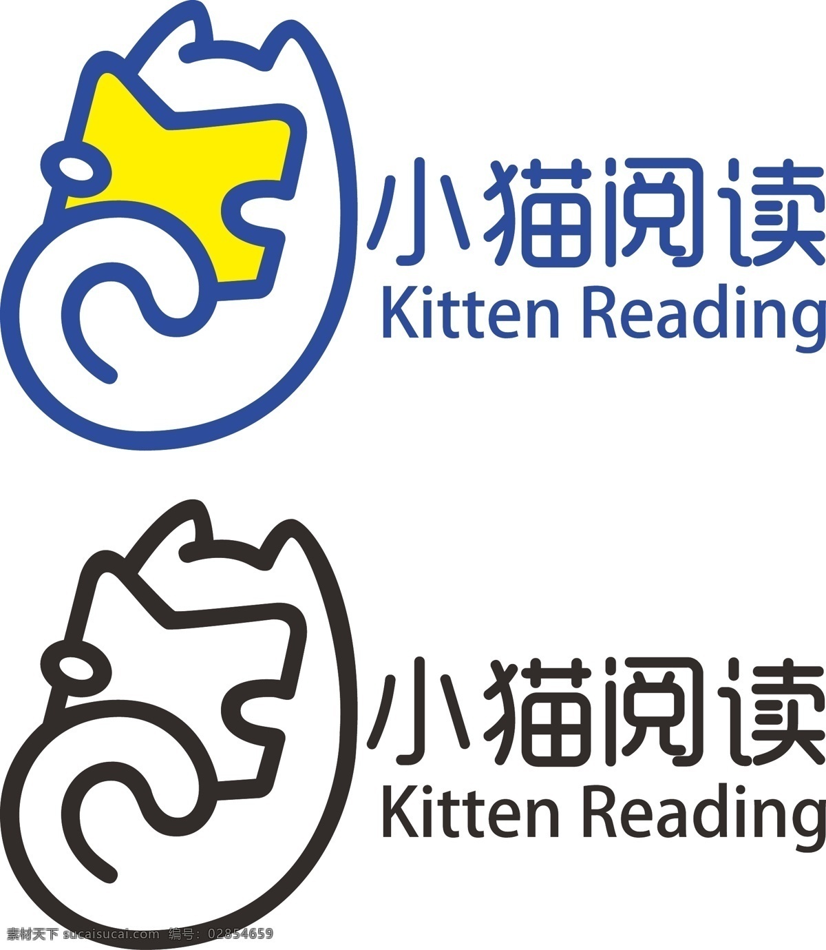 小猫 阅读 标志 logo 动物 卡通 读书 儿童读物