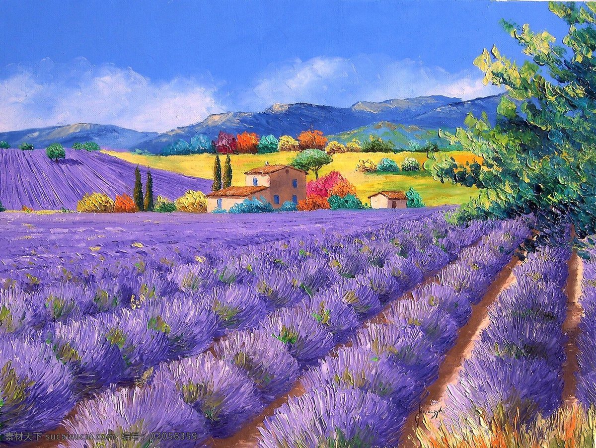 田园水彩画 油画 水彩画 名画 紫色风景画 绘画 唯美绘画 书法 艺术 文化艺术 绘画书法