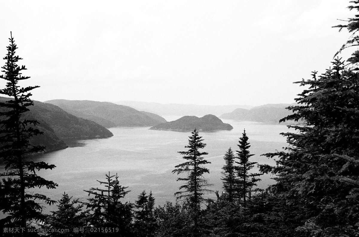 黑白 山水风景 黑白风景 山水 河流 湖泊