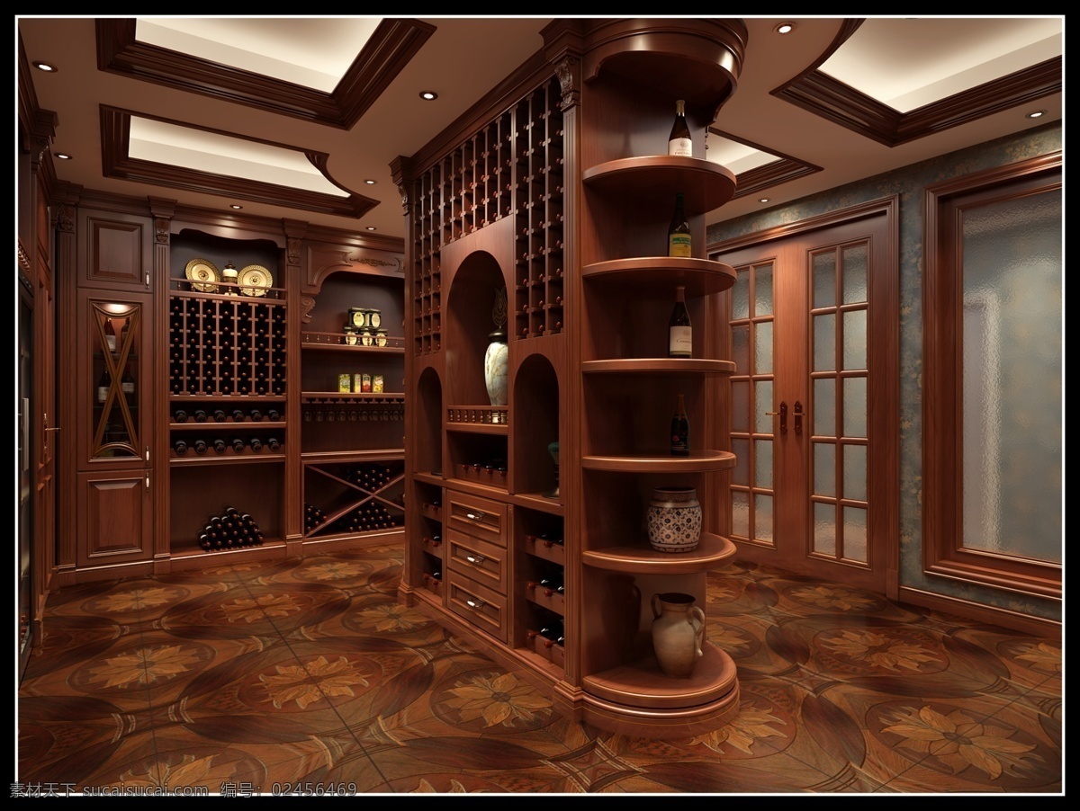 酒柜效果图 欧式 效果图 地下室 酒柜 酒窖 环境设计 室内设计 bmp