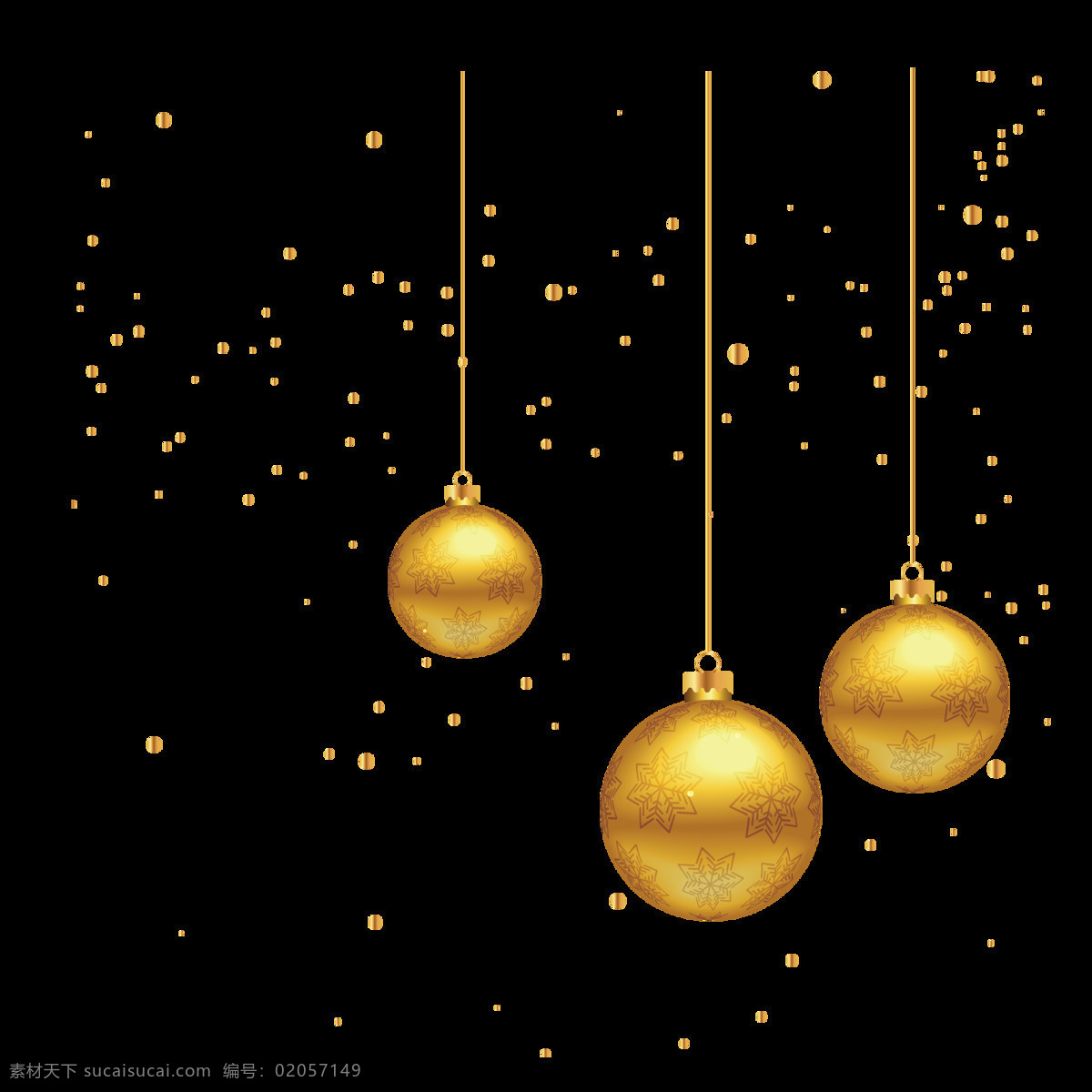 喜庆 节日 吊球 元素 png元素 彩带 金色吊球 免抠元素 手绘 透明元素 装饰