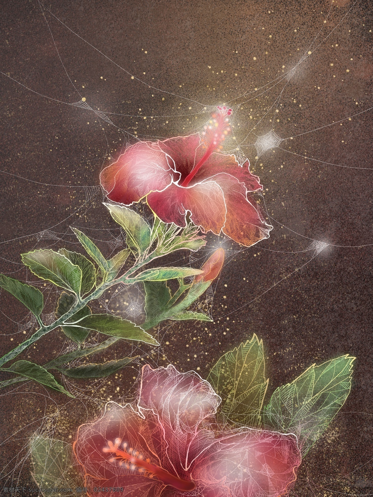 植物 复古 风 山茶花 独特 透明感 插画 独特透明感 花卉 鲜花 复古风 肌理 壁纸 背景