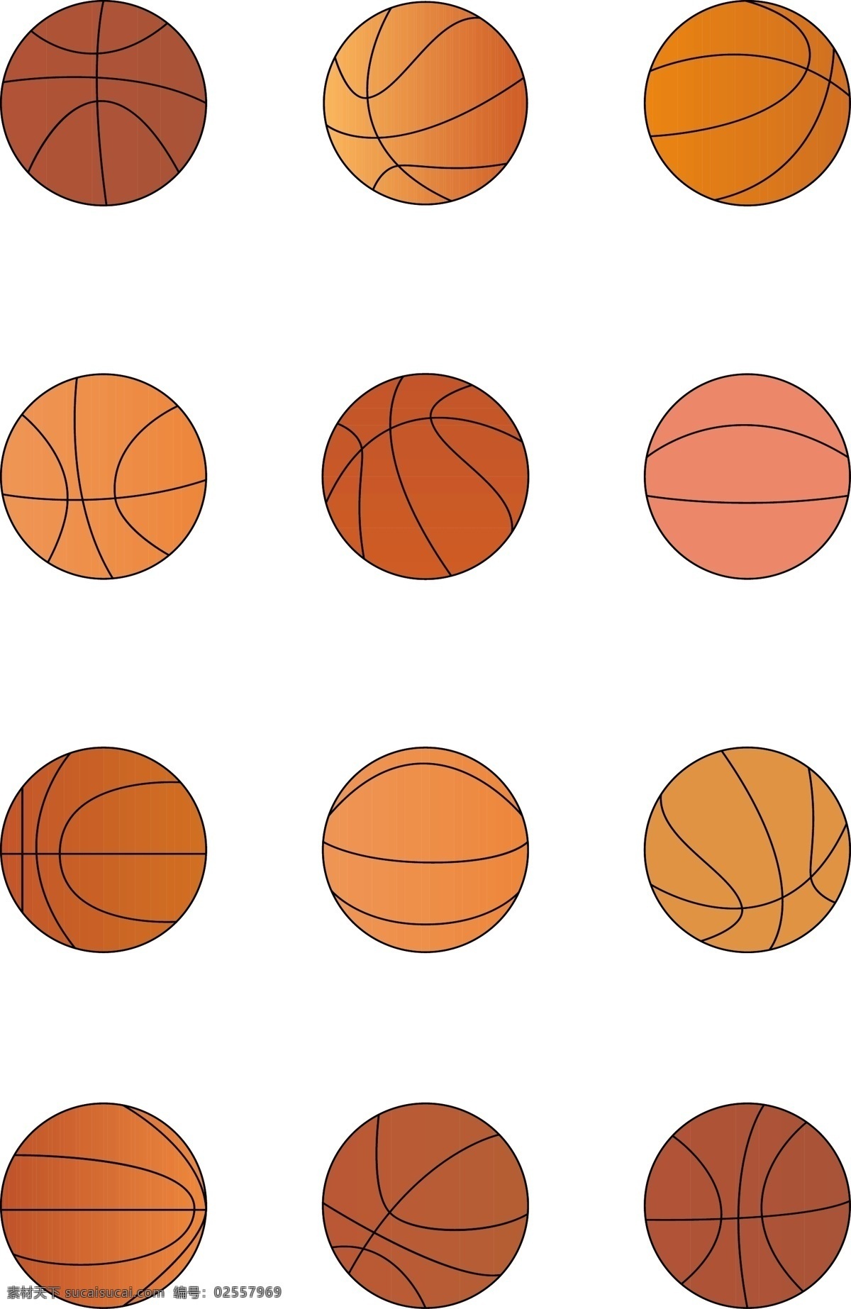 篮球 节日卡 通 手绘 扁平 渐变 运动 体育