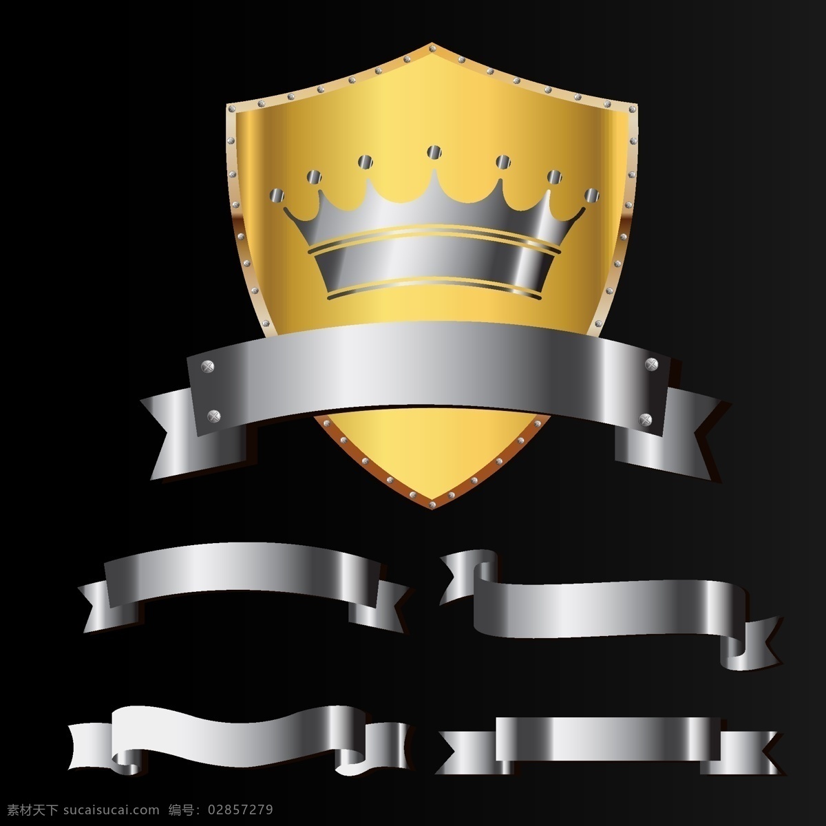 金属 感 勋章 金属感 皇冠 标志设计 图标