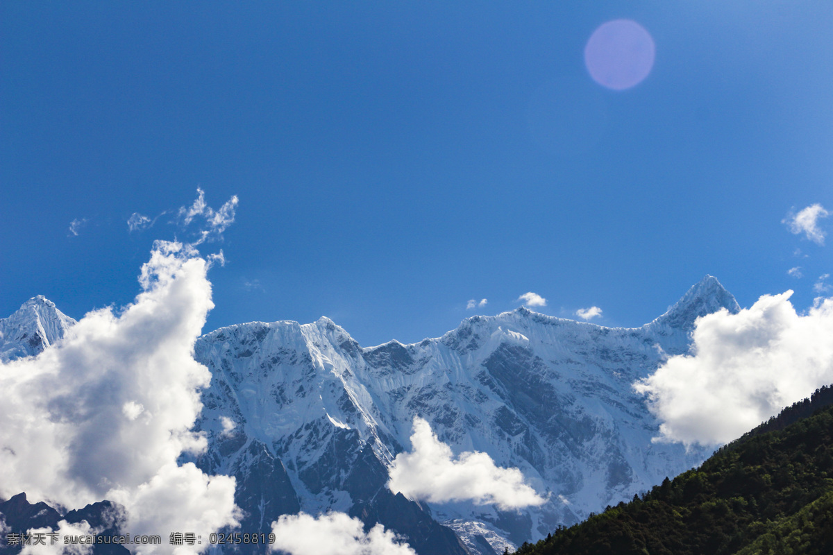 异域 南迦巴瓦峰 白云 蓝天 雪山 自然景观 山水风景