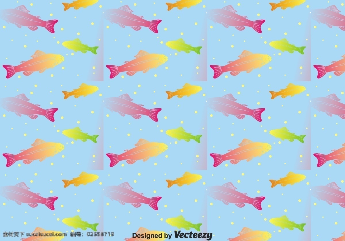 彩虹 鳟鱼 无缝 模式 矢量 鱼 钓鱼 虹鳟 图案 背景 壁纸 彩色 打印