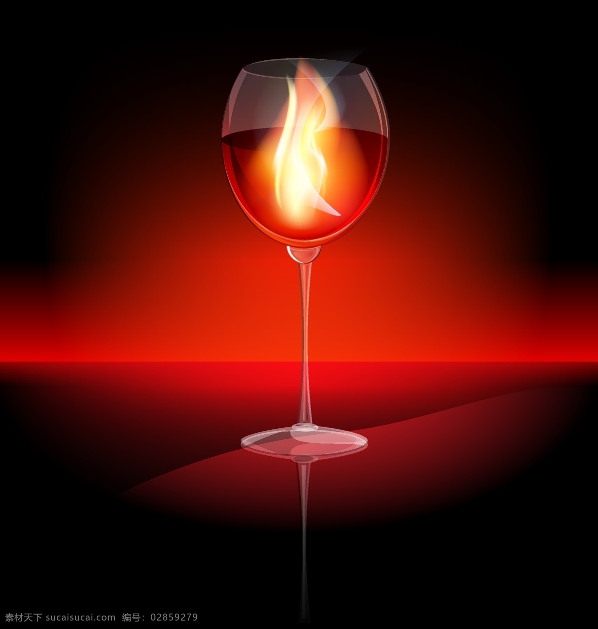 燃烧 酒杯 高脚杯 红色背景 酒杯素材 玻璃杯 透明杯子