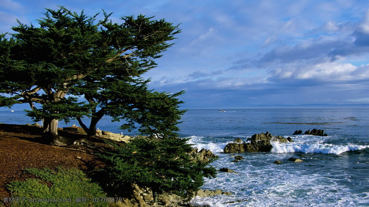 海滩 船 石头 树木 天空 云彩 自然风景 滩 水 自然景观 psd源文件
