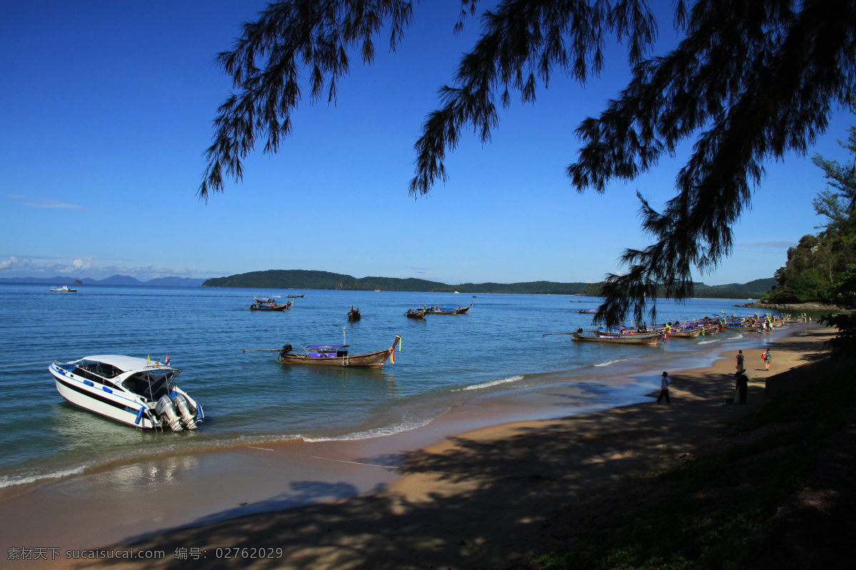 海滩 晨 色 碧海 蓝天 沙滩 树影 自然风景 自然景观 滩晨色 泰国 甲米 岛 风光 psd源文件