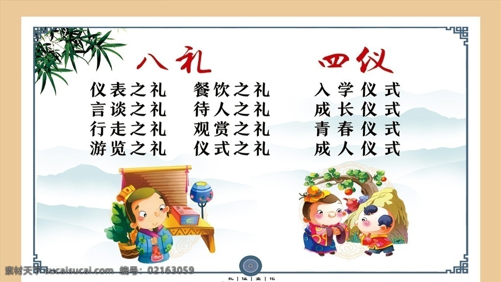 八礼四仪展板 中国风 校园展板 中国风校园