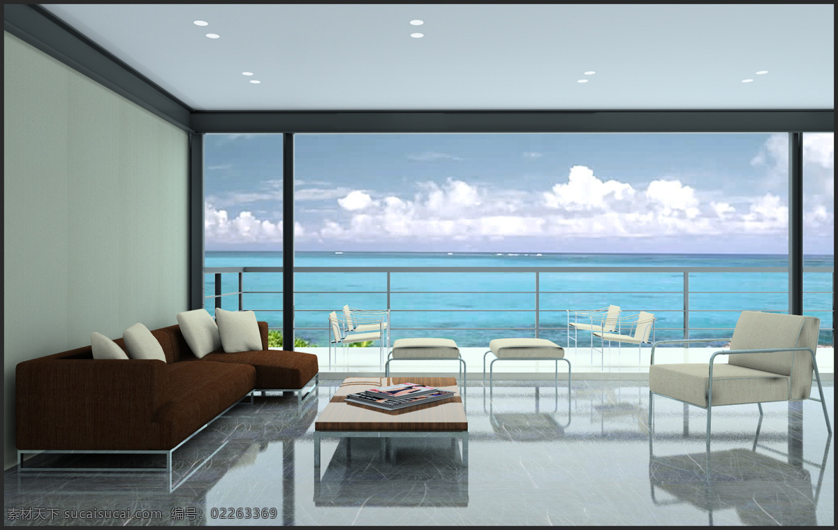 海景 环境设计 客厅 客厅设计 效果图 模板下载 设计素材 落地窗 室内设计 沙发 看海景 家居装饰素材