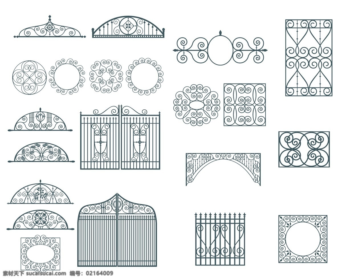 铁门栅栏雕花 大门 矢量栅栏 雕花 大铁门 欧式大门 门头 装修 装饰 大栅栏 各类素材