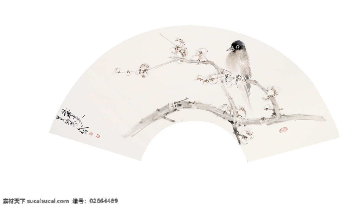 中国画 扇面 高清 合 层 国画 晁谷 花鸟画 花鸟扇面 圆扇 团扇 中国画拍摄 文化艺术 绘画书法