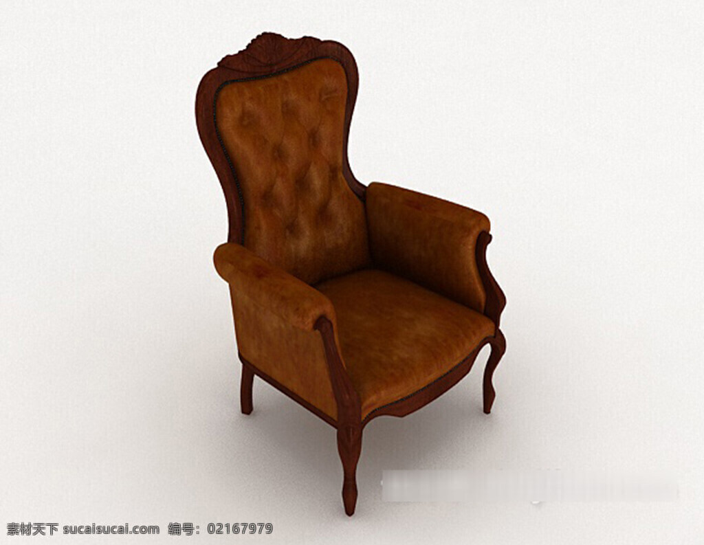 欧式 皮质 棕色 单人 沙发 3d 模型 3d模型下载 3dmax 欧式风格模型 棕色模型 白色