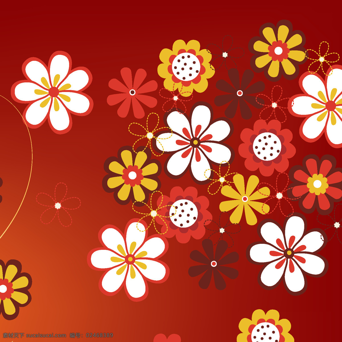 红色 背景 花朵 装饰画 背景素材 壁画 插画 抽象 抽象花 抽象画 无 框 画素 材 画 模板下载 无框画 树
