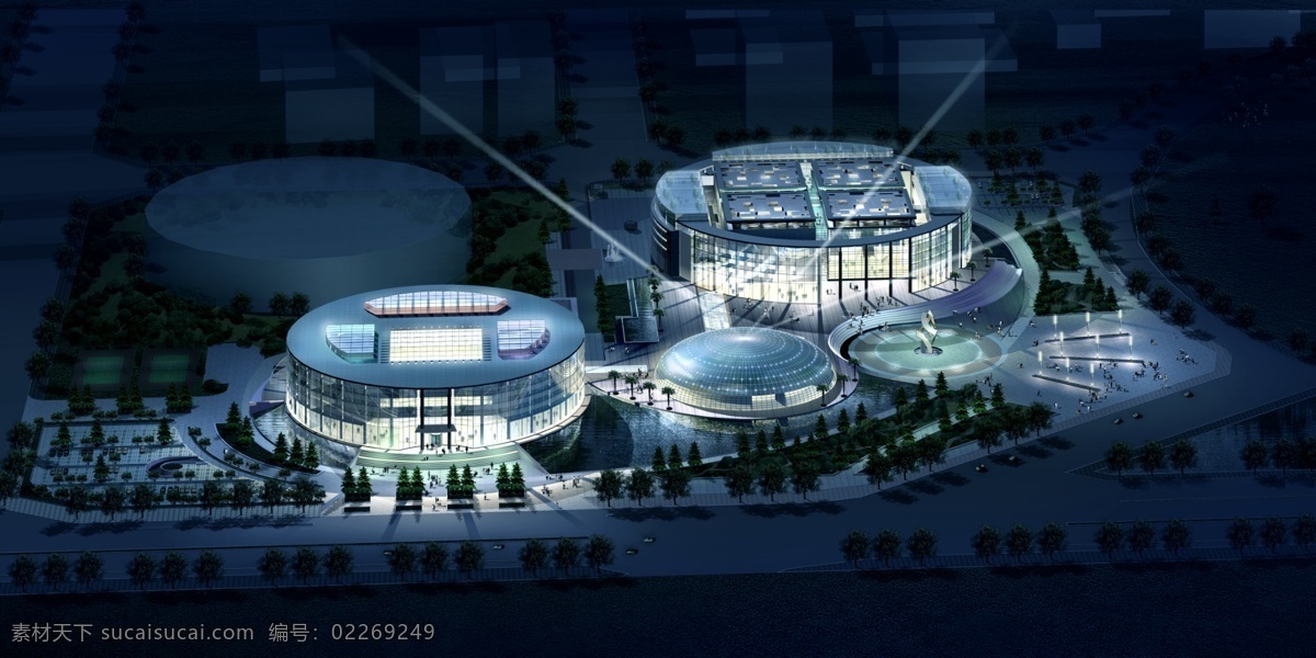 商场 购物中心 会展中心 鸟瞰效果图 商场夜景鸟瞰 购物中心鸟瞰 会展中心鸟瞰 分层