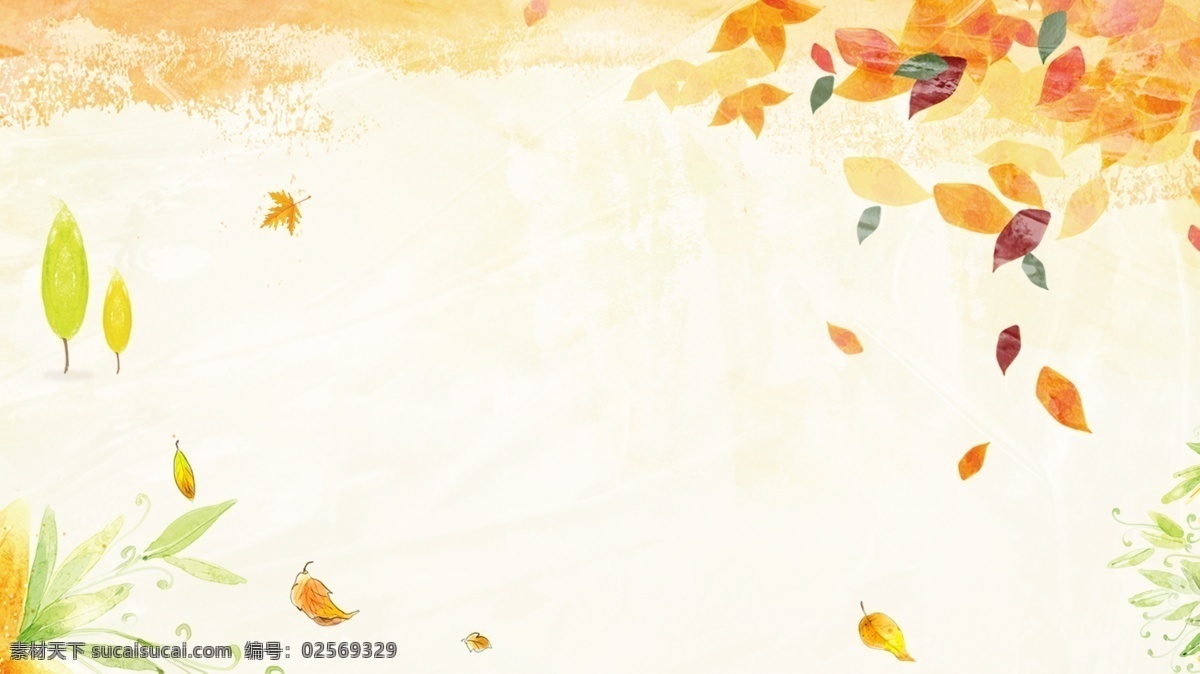 水彩 枫叶 广告 背景 树叶 简约 植物 秋季 广告背景 枫树