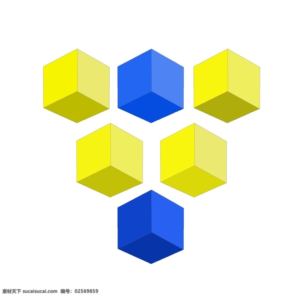 手绘 正方体 立体几何 正方形几何 立体的几何 卡通插画 手绘几何插画 蓝色的几何 别致的几何