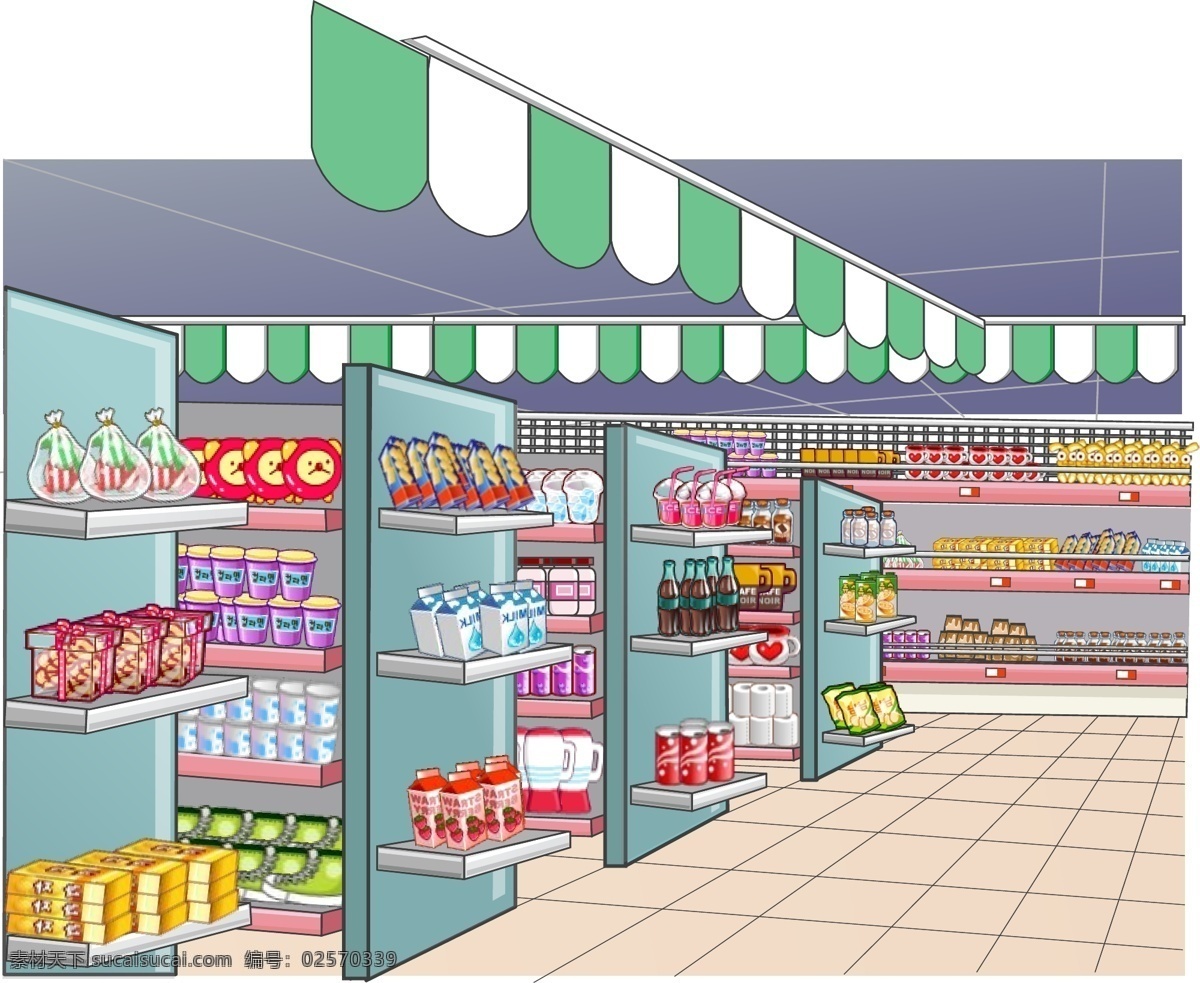 手绘 超市 场景 效果图 手绘超市 场景效果图 超市室内布置 超市布置效果 商场效果图 货架陈列 商场促销 卡通动漫 3d设计 室内模型