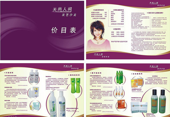 发 艺 沙龙 价目表 矢量图 画册