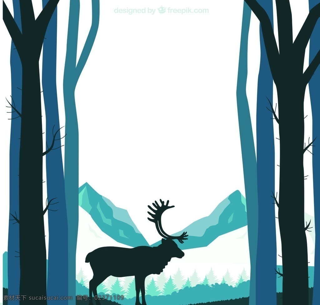 驯鹿剪影 森林 驯鹿 剪影 动物 卡通 矢量素材 卡通设计