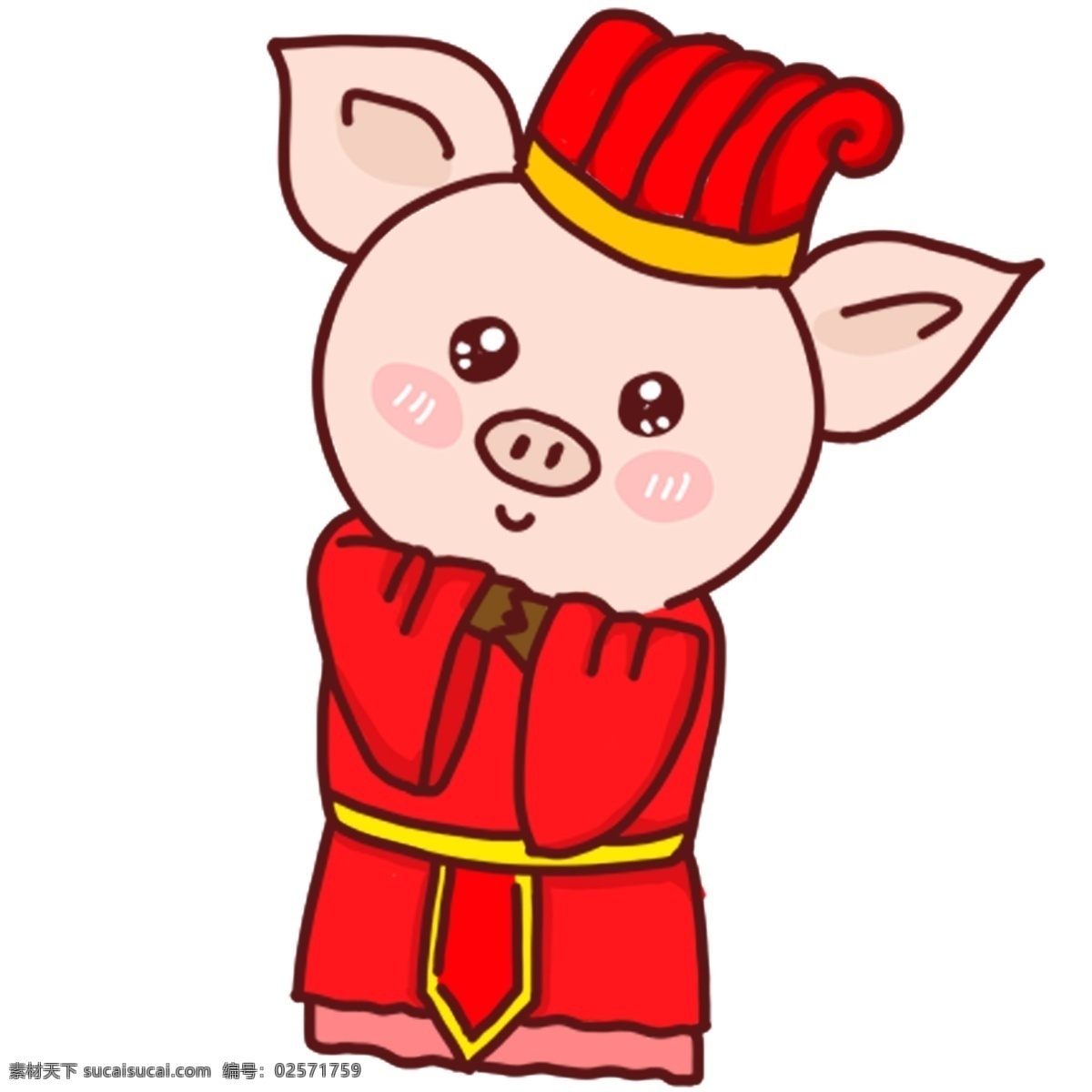 卡通 潮 漫 拜年 小 猪 小猪 猪猪 喜庆 中国风 潮漫 猪年形象 财神小猪