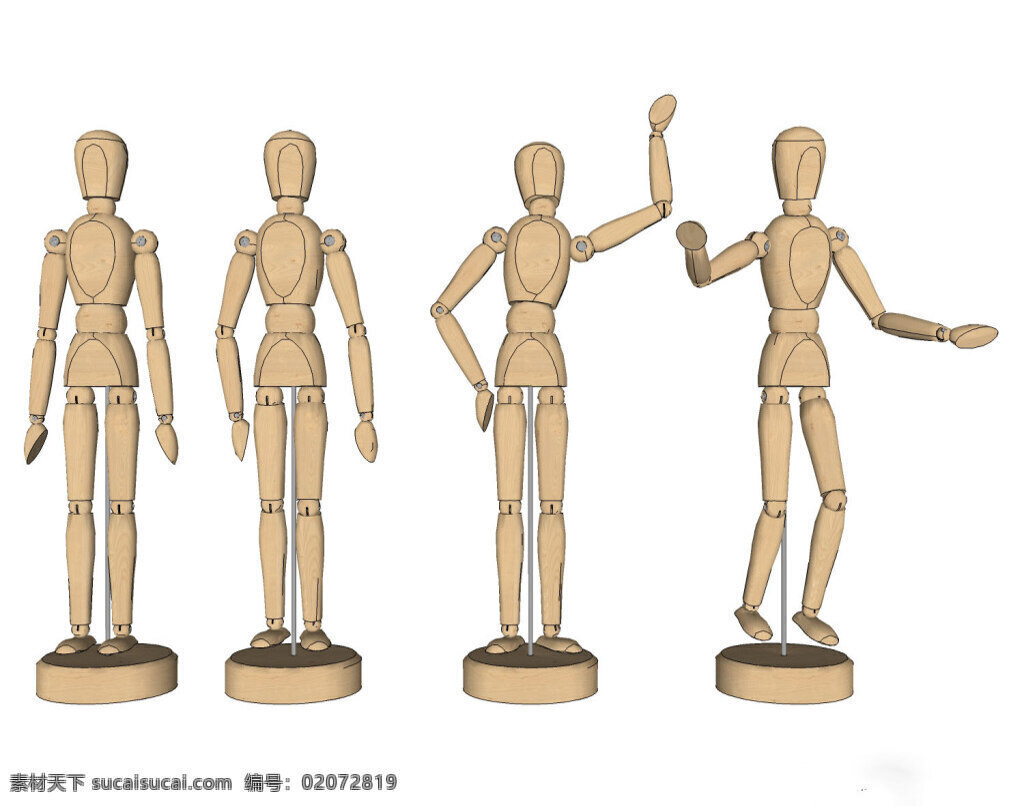 浅色 人体 模型 su 效果图 饰品 人体模型 木制 木纹 skp skp格式 模型效果图