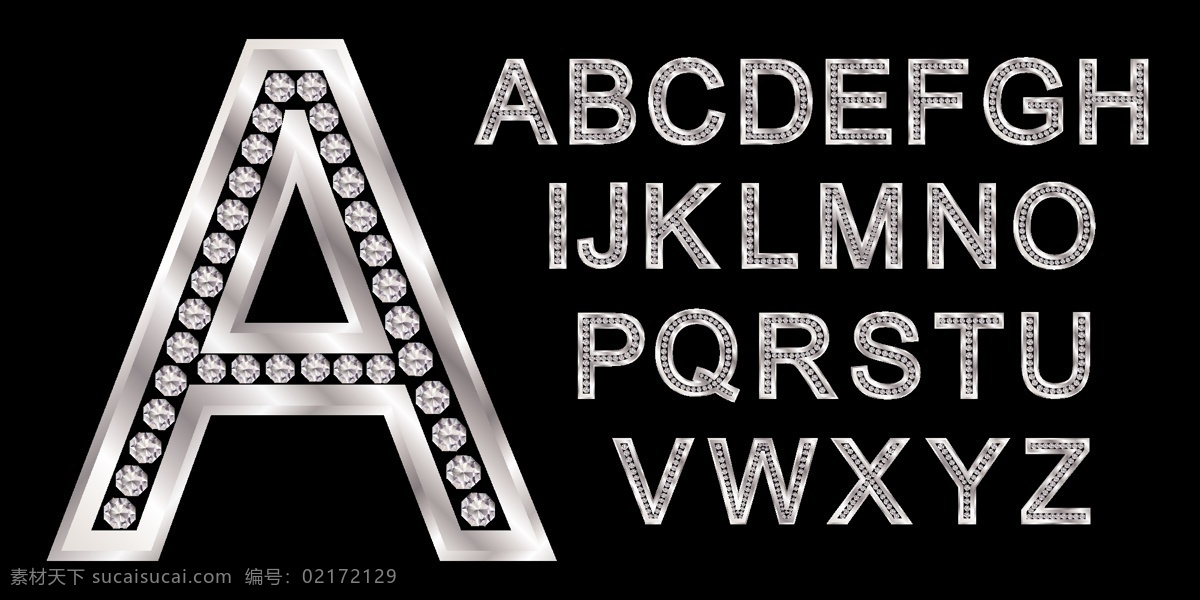 金属 钻石 字母 金属字 钻石艺术字 字母设计 字母艺术字 英文艺术字 英文字体设计 书画文字 文化艺术 矢量素材 黑色