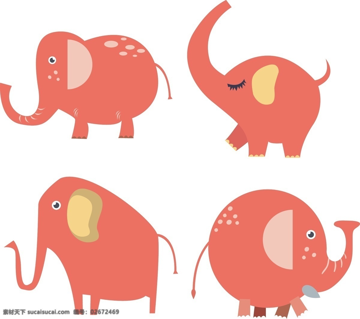 粉色 扁平化 大象 可爱 卡通 动物 扁平化大象 卡通大象 大象矢量 大象ai 手绘大象 彩绘大象 动物素材 动物矢量素材 动物矢量 生物世界 野生动物