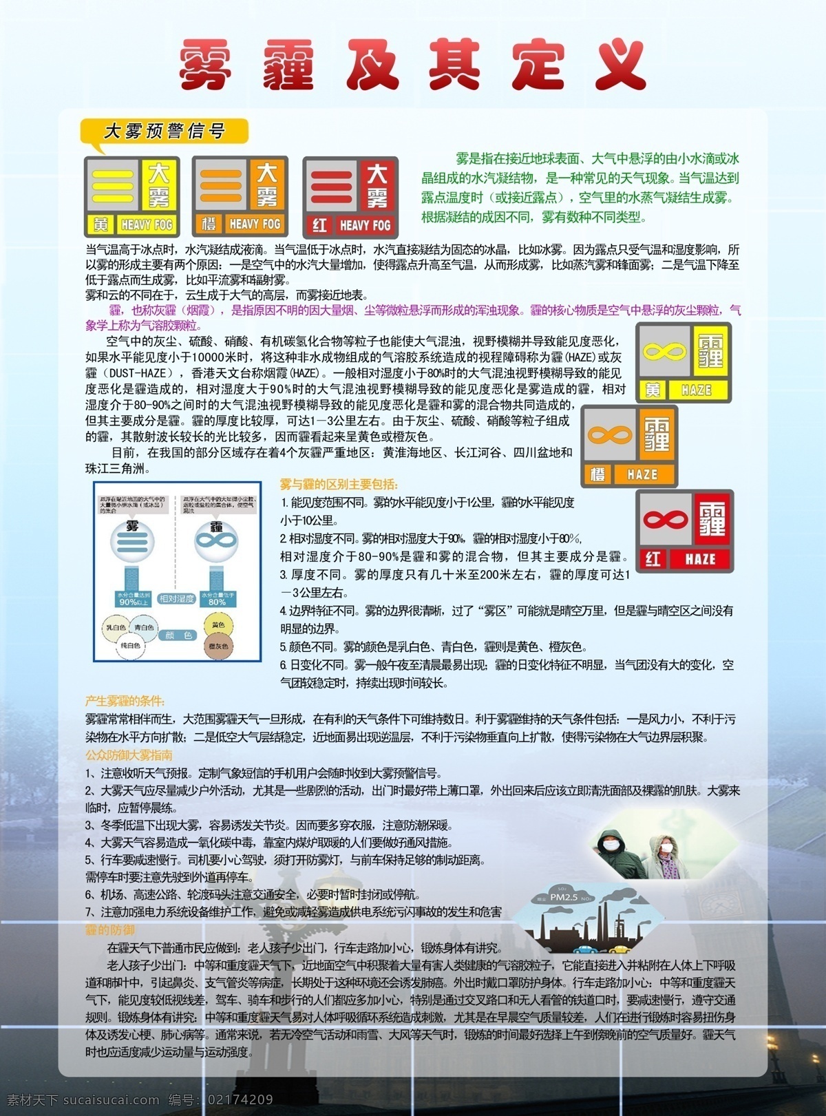 气象因素 雾霾 大雾预警 雾霾定义 雾霾预防 大雾指南 气象灾害 分层