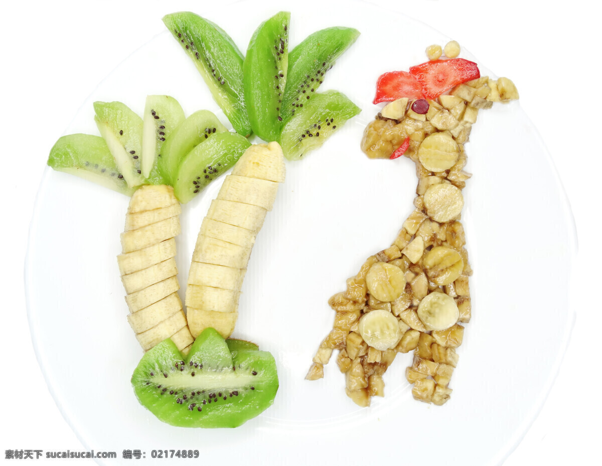 香蕉 猕猴桃 拼 成 椰子树 水果 果蔬 美味水果 新鲜水果 水果蔬菜 餐饮美食 水果图片