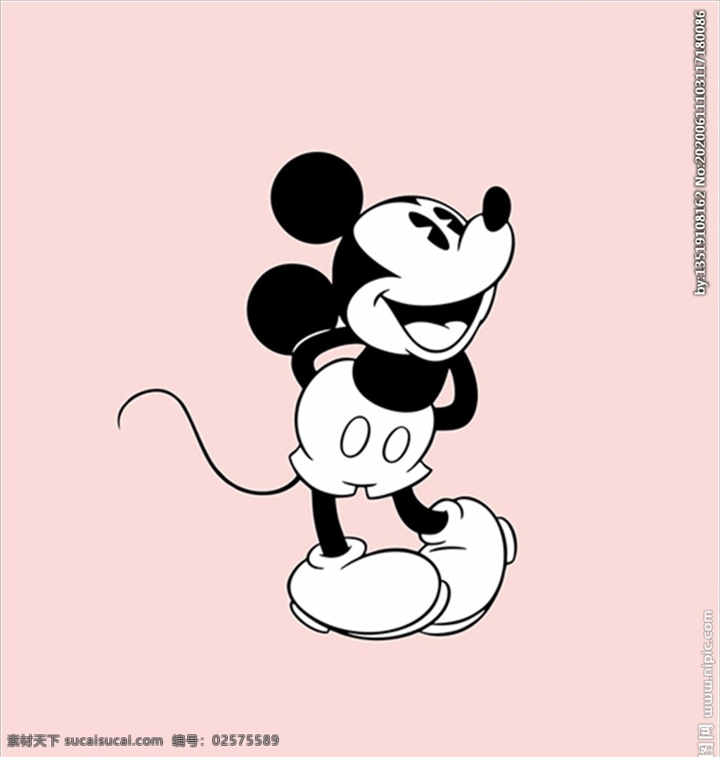 黑白米奇 迪士尼 卡通图案 印花 矢量图 动漫动画