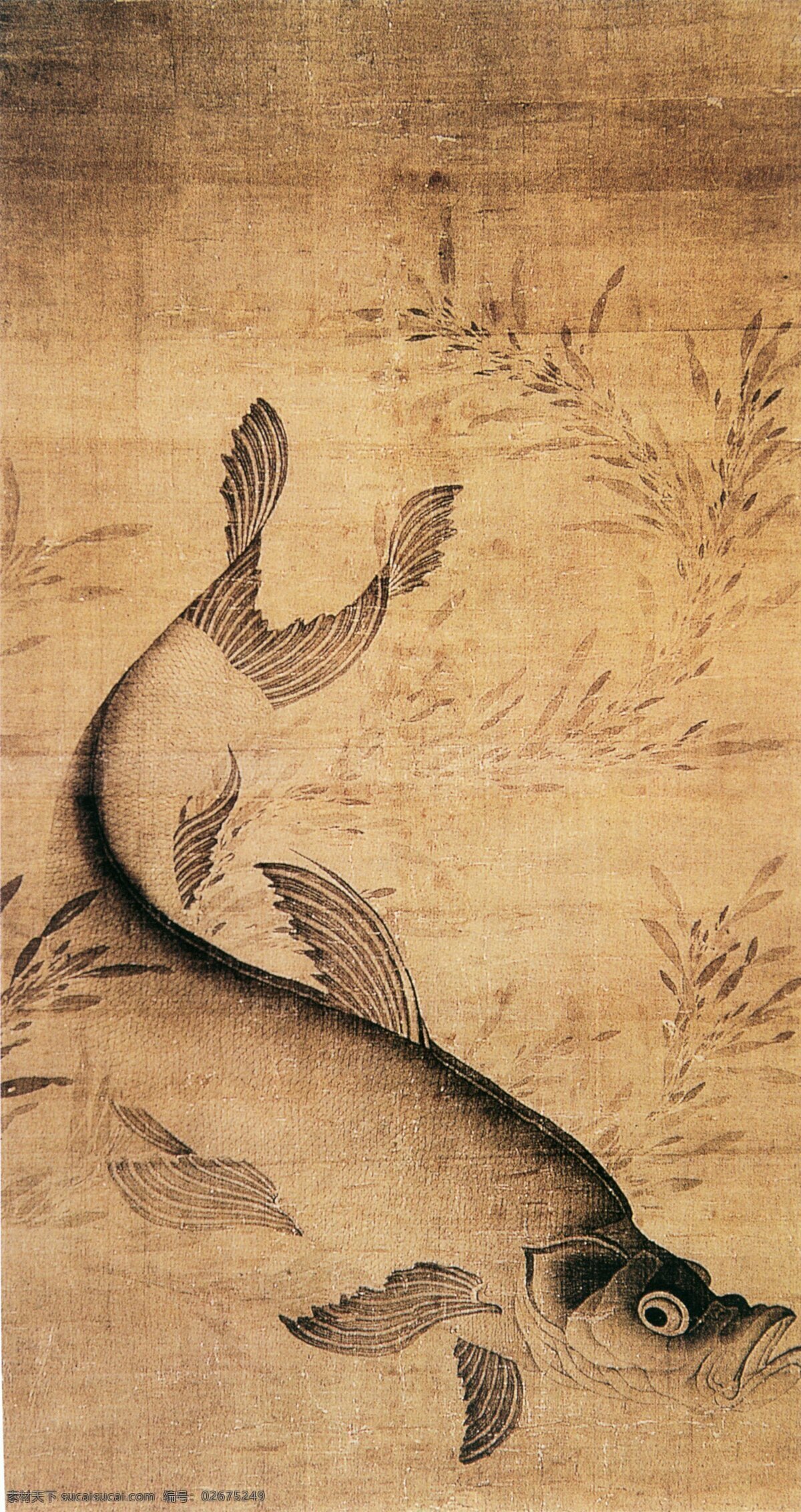 鱼儿免费下载 古画 国画 水草 水墨 鱼儿 文化艺术