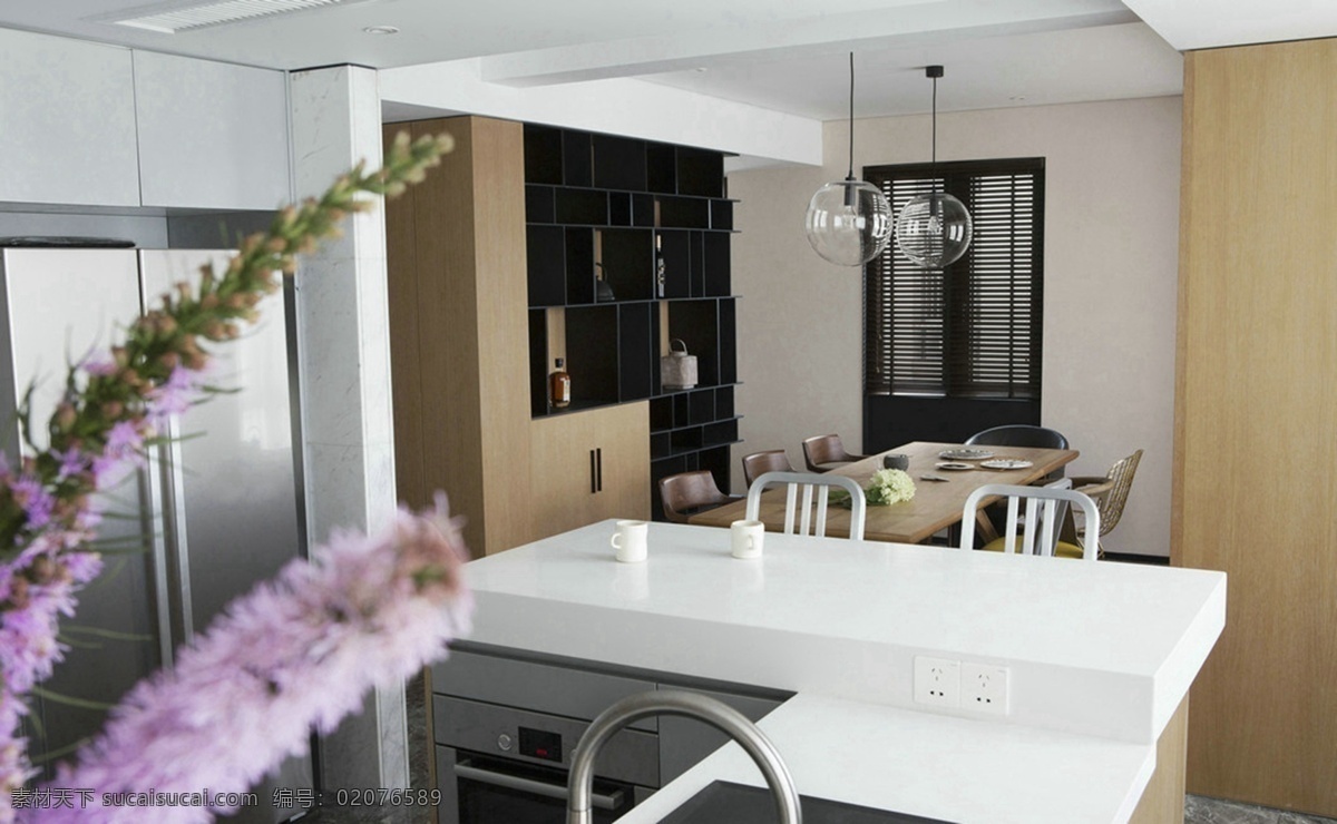现代 简 欧 风格 厨房 装修 效果图 高清大图 家装效果图 简欧风格 室内设计