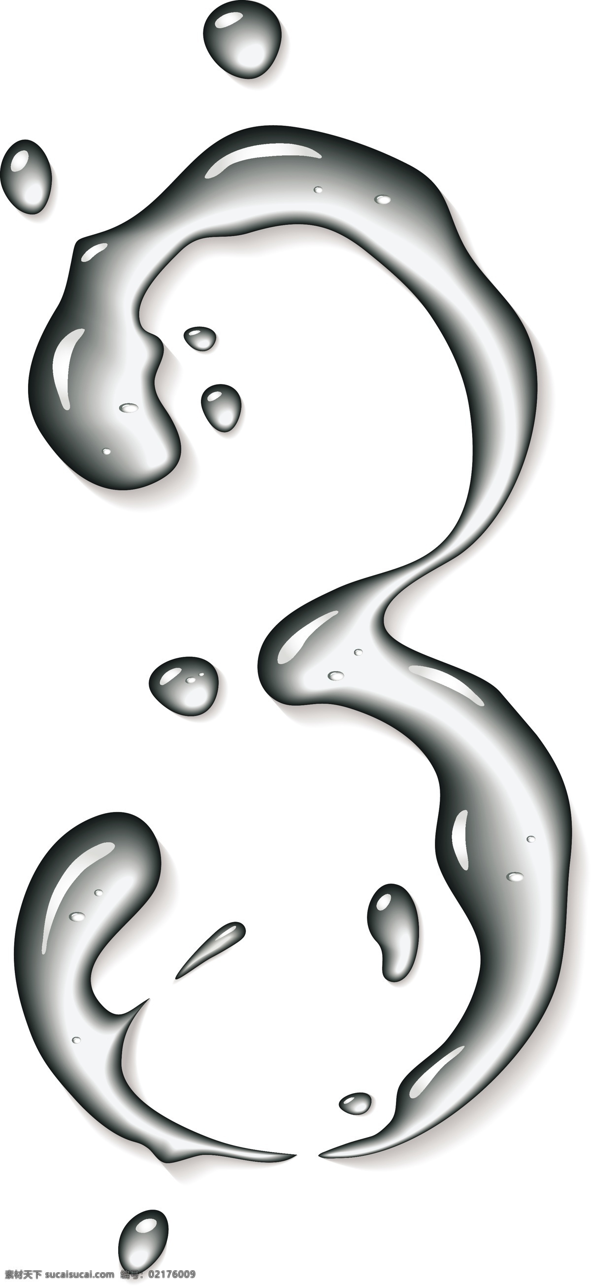 创意 数字 水 元素 阿拉伯数字 水滴 水元素 水珠 矢量 艺术字图素材 免费 矢量图