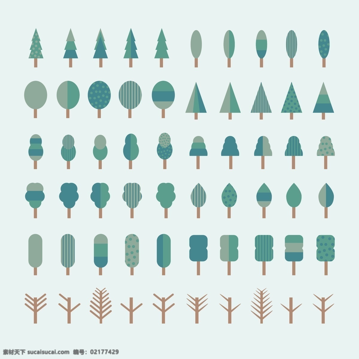 款 卡通 树木 图标 矢量 树 植物 松树 矢量图 ai格式