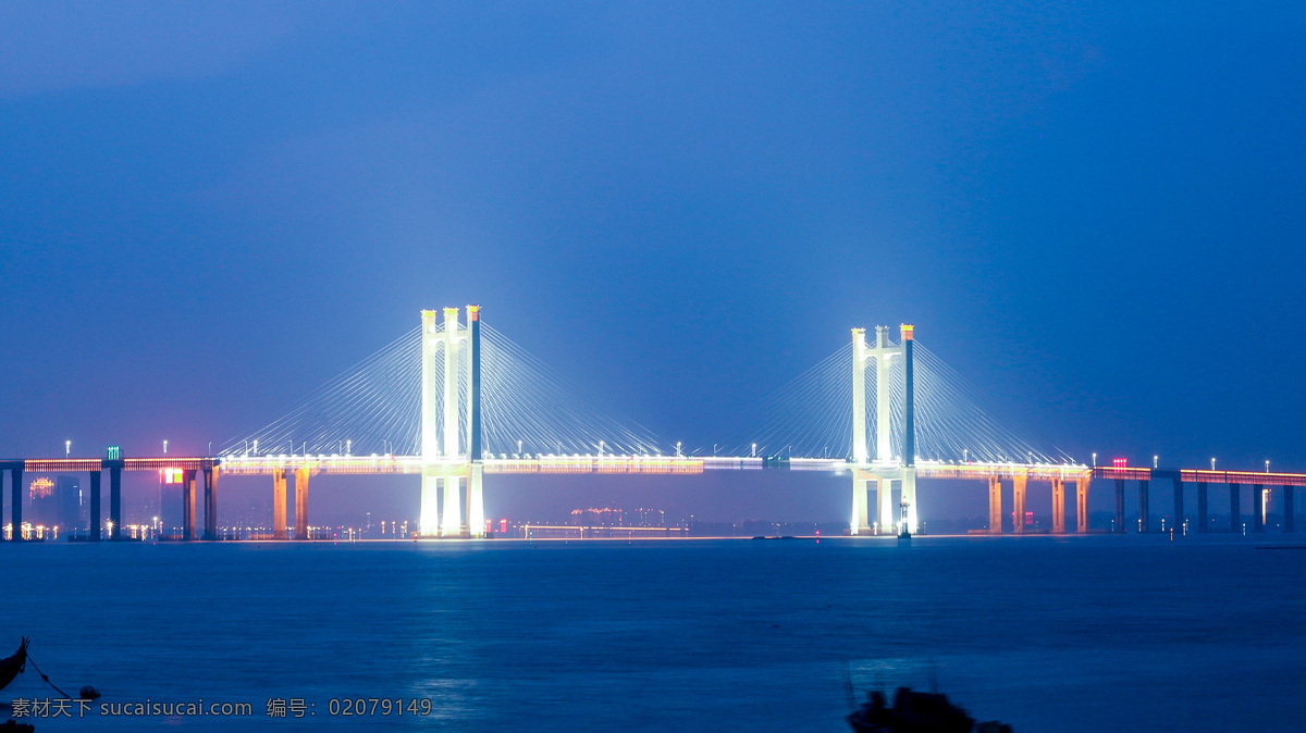 泉州 湾 跨海 大桥 跨海大桥 夜景 石湖港 石狮 自然景观 建筑景观