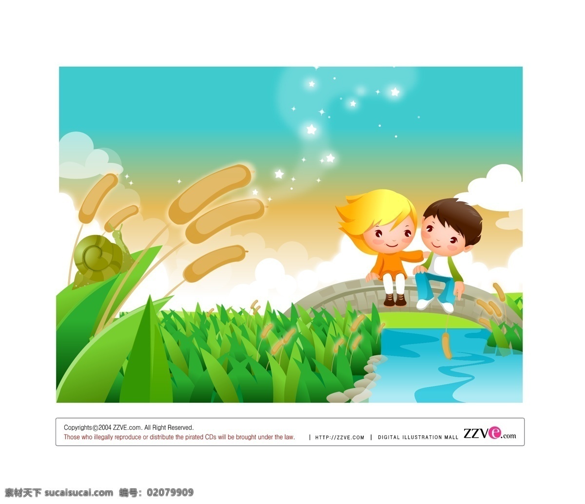 卡通 风景 漫画 儿童漫画 风景插画 卡通男孩女孩 日常生活 矢量人物 自然风景 矢量 矢量图 其他矢量图