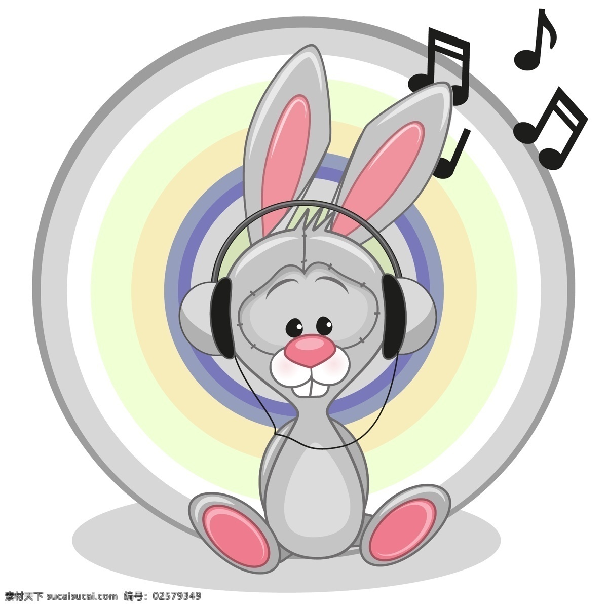音乐兔子 卡通 可爱 音乐 兔子
