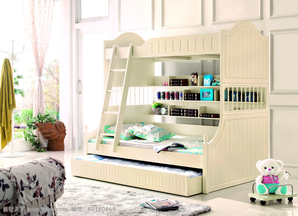 法式 儿童 床 背景 图 床头柜 地毯 衣柜 法式儿童床 家居装饰素材 室内设计