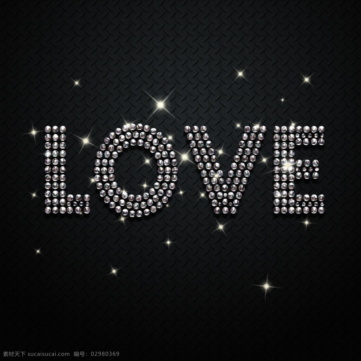 钻石 文字 字体 效果 字体设计 字体效果 爱 love 背景 黑色 闪闪的光
