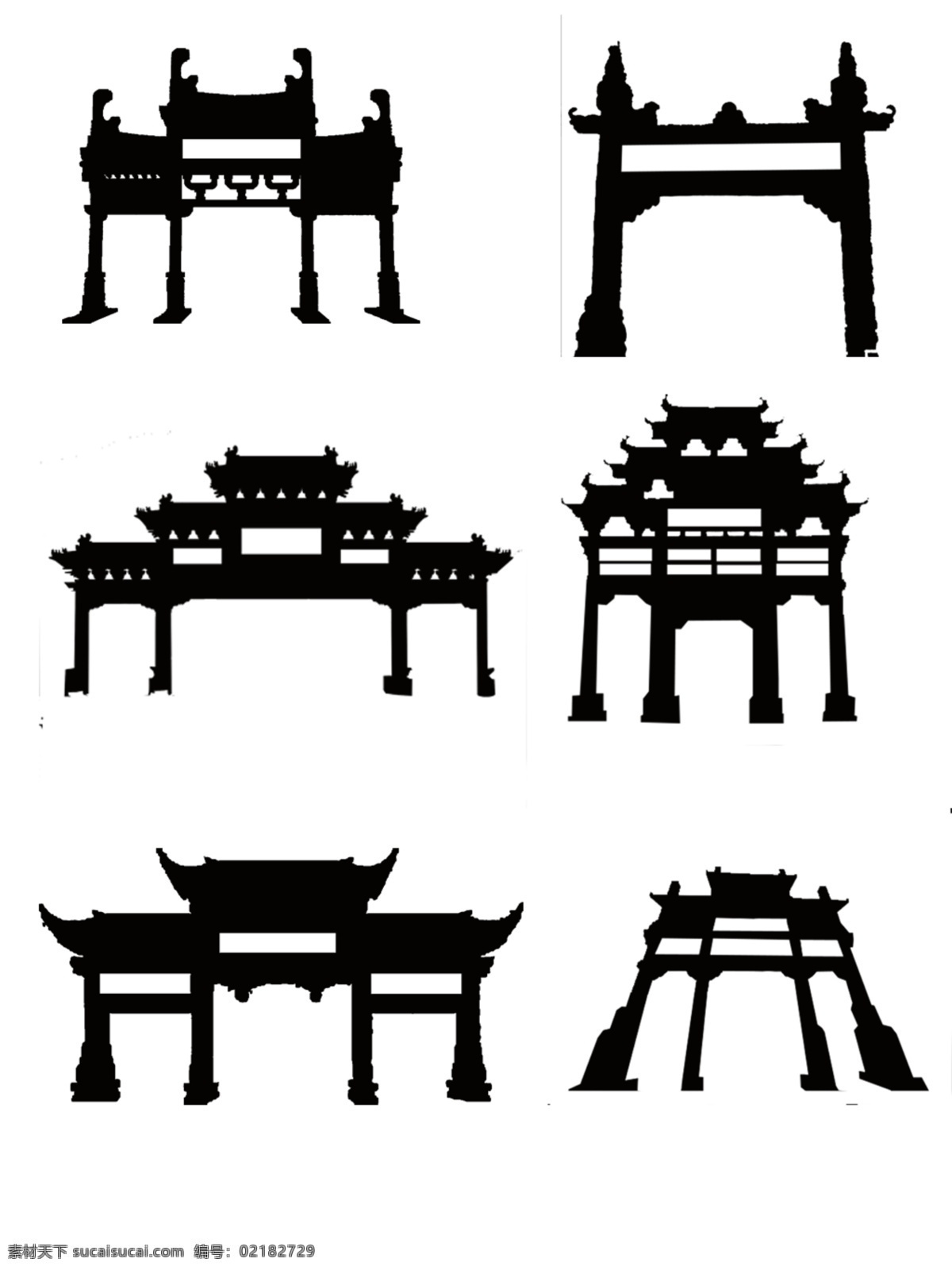 中国 传统 建筑 牌楼 牌坊 剪影 简约 中国传统建筑