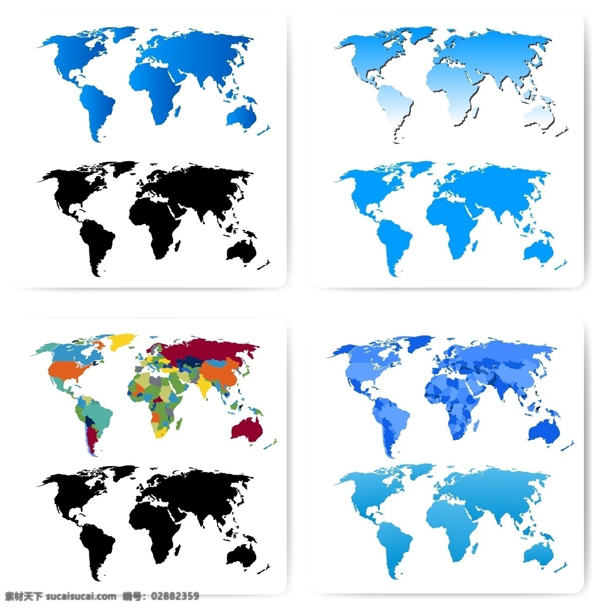 彩色 世界地图 矢量 卡通 装饰 黑色 蓝色