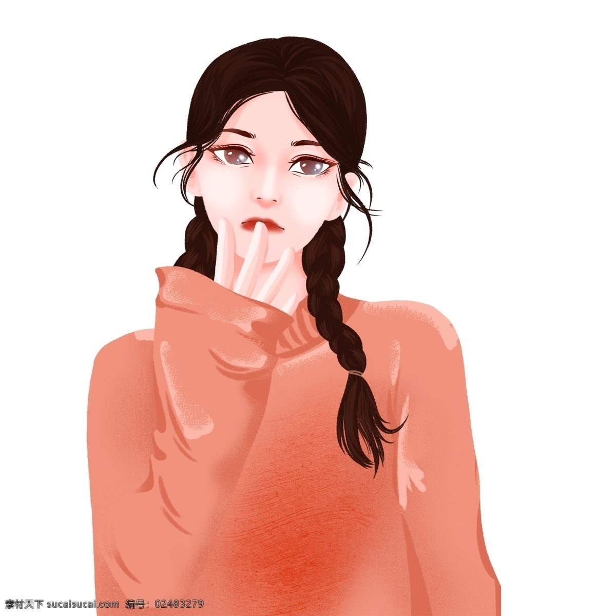 手绘 卡通 女孩 图案 元素 人物 时尚 简约 人物元素 设计元素 装饰图案 元素设计 psd元素