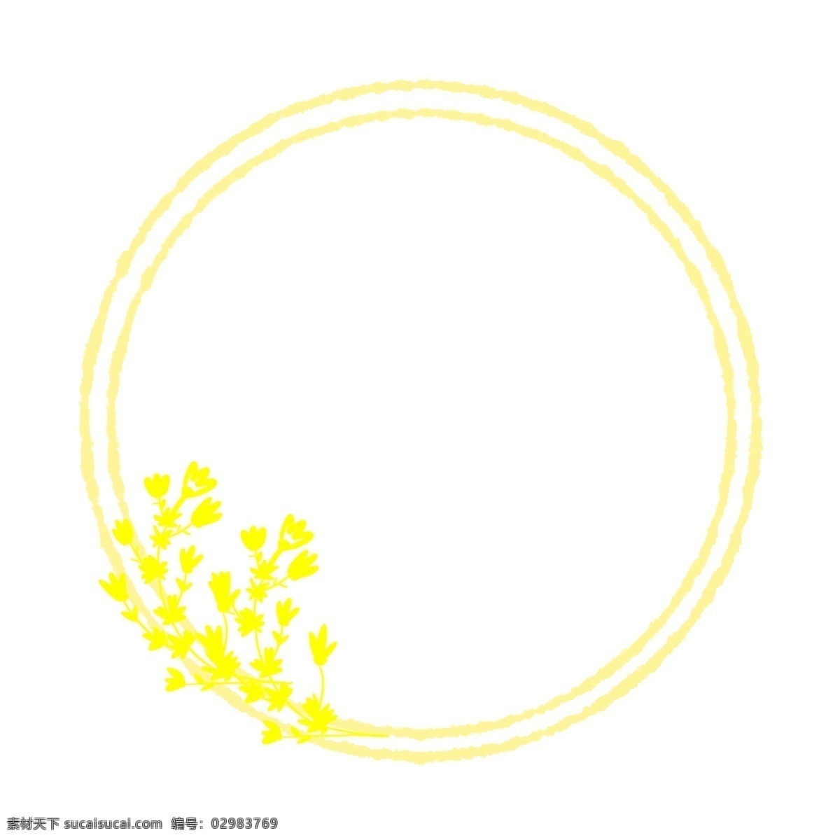圆形 花纹 边框 黄色的花朵 卡通边框 美丽边框 漂亮边框 小物边框 花草边框 圆形的边框